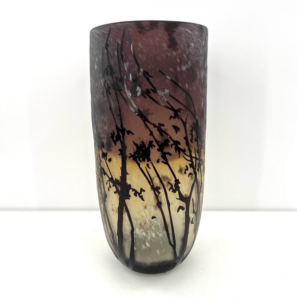 Acid Etched Purple Cameo Glass Baluster Vase - Picture 7 of 7